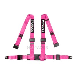 TANAKA 2 X TANAKA UNIVERSAL PINK 4 POINT EZ RELEASE BUCKLE RACING SEAT BELT HARNESS