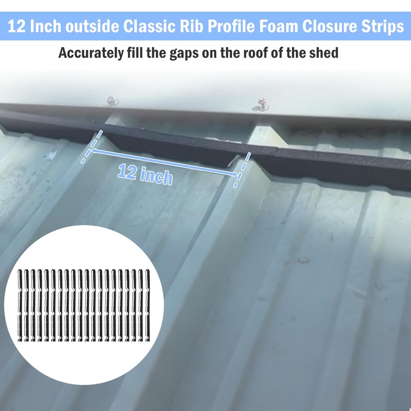 Sthovd 12 Inch Outside Classic Rib Profile Foam Closure Strips