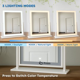 Vanity Mirror with Lights, Glass Surface, 360 Rotation Perfect for Desk, Bedroom, Ideal Travel Companion & Unique Gift for Weddings, Parties, Birthday(16.5"X13.5")