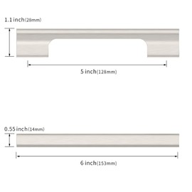 Asidrama 20 Pack 5 Inch(128mm) Brushed Satin Nickel Kitchen Cabinet Handles, Cabinet Pulls Kitchen Cabinet Hardware Cupboard Handles Drawer Pulls