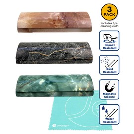 JAVOedge [Paquete de 3], varios patrones, ovalados largos y rígidos, incluye paño de limpieza de microfibra, Mármol - Estilo B, 3 Paquete