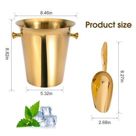 Ultimate Party Essential: 5-Liter Premium Champagne Ice Bucket with Ice Scoop, Elegant Gold Handle Stainless Steel in Stunning Metal Gold!