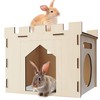 HIIMALEX Large Sturdy Bunny House with Spacious Balcony Hidey Detachable