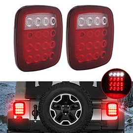 Luz trasera de freno Qiilu, 16 LED luz de marcha atrás doble color rojo y apta para 1976-2006