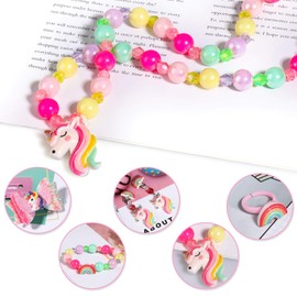 Hifot Unicorn Small Handbags Girls Children's Jewellery Glitter Rings Bracelets Necklaces Hair Clips Earrings Jewellery Sets for Children, Shoulder Bag Bags Party Accessories Gift