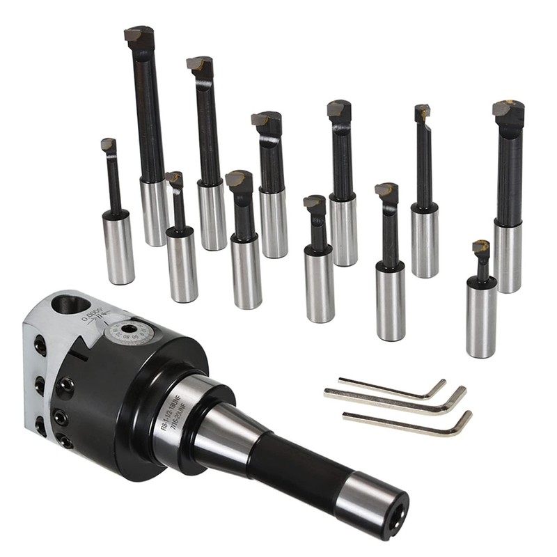 WFLNHB 12Pcs Set 3 Boring Head R8 Shank 3/4 Carbide