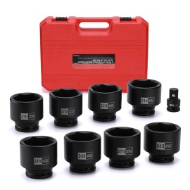 Focus Tool 9PCS 3/4" Drive Spindle Axle Nut Impact Socket Set  1/2" to 3/4"  CR-MO 6 Point