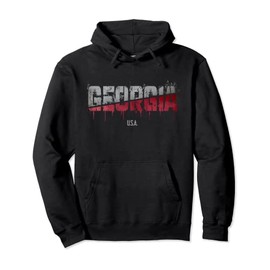 Distressed Georgia USA Pullover Hoodie