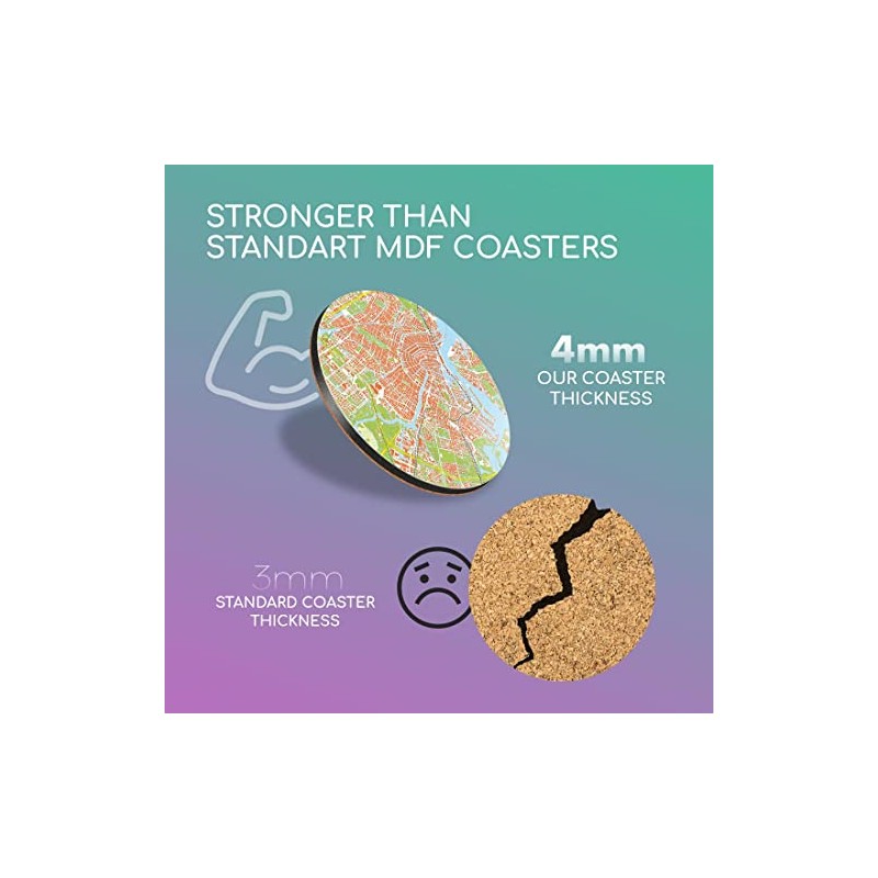 1 x Round Coaster - Amsterdam Urban Street Map Cork