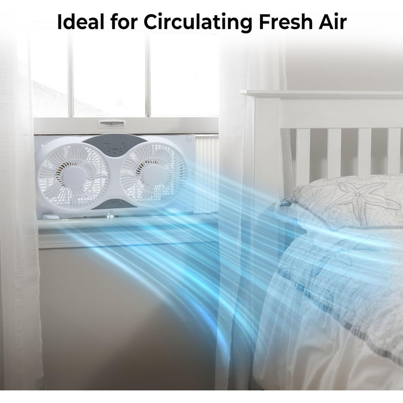 EZ-CHILL 9” Window Fan with Remote Control, 3 Speed Dual