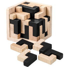 Yilloog Wooden Puzzle Brain Teasers 3D Logic Puzzles, Brain Teaser Intellectual Removing Assembling Puzzle Gift for Party Adults(Cube)