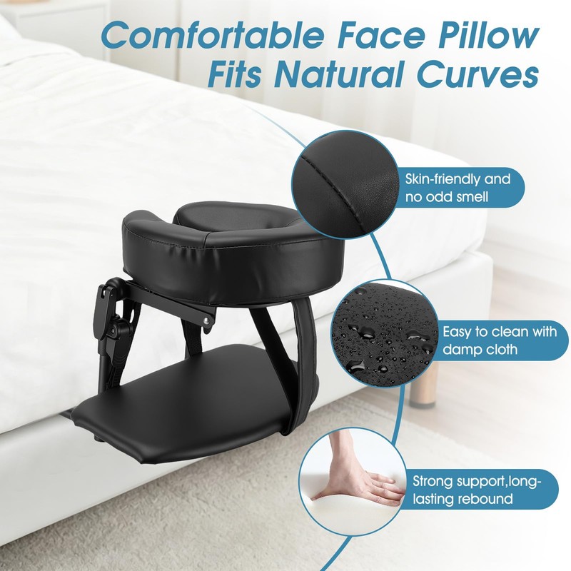 VINGVO Massage Headrest for Bed with Face Pillow, Adjustable Massage