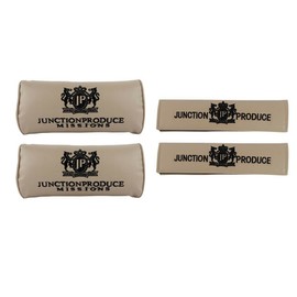 JUNCTION PRODUCE VIP Leather Beige Car Neck Pillow Headrest+Shoulder Pad COMBO SET