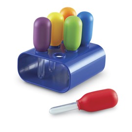Learning Resources Jumbo Colorful Eyedroppers, Set of 6 with Stand, Science Class Tools, Sensory Table Accessories