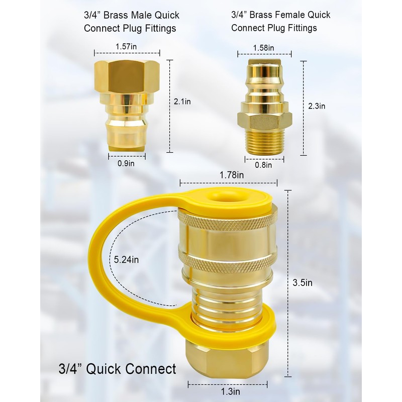 3/4 Inch NPT Quick Connect Disconnect Kit for Dual Fuel