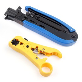 Knoweasy Kit de herramientas de compresión coaxial con engarzador de cable coaxial, engarzado tipo F para RG6 RG59 RG11 y pelacables coaxiales