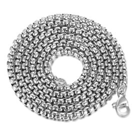 Rehoboth Mens Womens Stainless Steel Box Cable Chain Necklace 24 Inch Silver