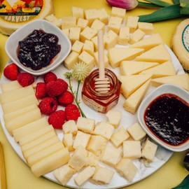 Cheese Bros. "World's Cheesiest Mom" Gift Box | Fresh from Wisconsin | Includes Mozzarella, Dill Havarti, Yodel, Adelheid, Jam and Honey | Unique Birthday and Mother's Day Gifting Idea