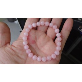 RAYON Rose Quartz bead bracelet MEN Stretch 8mm Round 8 inch