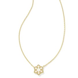 Kendra Scott Snowflake Pendant Necklace, 14k Gold Plated Brass, Opal, Fashion Jewelry for Women