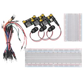 AITIAO Breadboard Kit with 1Pcs 830 & 400 Tie-Points Breadboard 65Pcs Breadboard Jumper Wires 3Pcs Power Supply Module MB 102(5V/3V) 3Pcs I Type Battery Clip