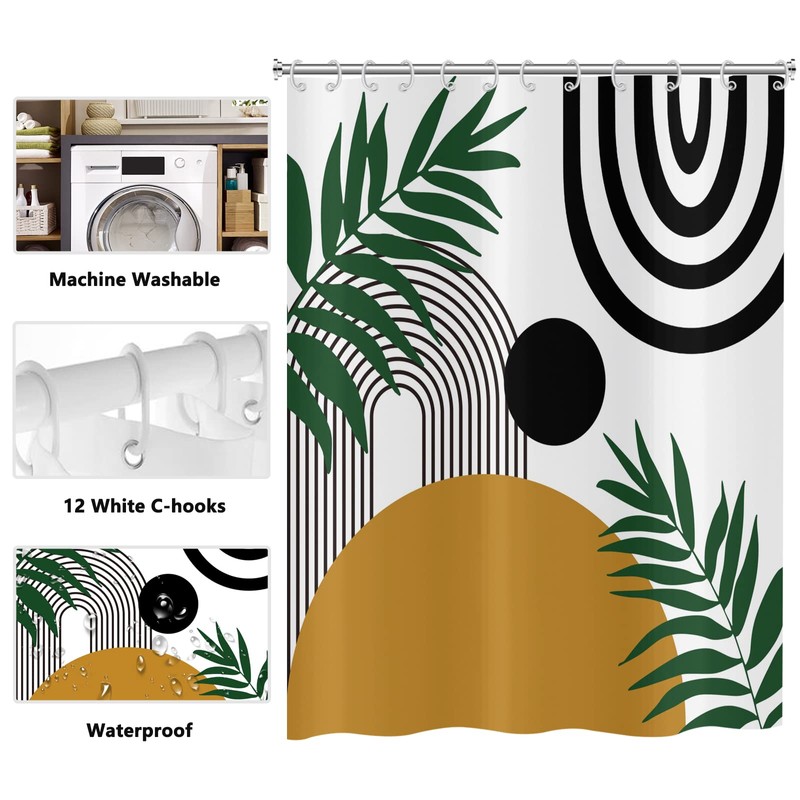 ASDCXZ Shower Curtain 180x200 cm Boho Style, Modern Abstract Art