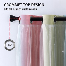 XiDi Blackout Rainbow Curtains 2 Panels for Girls Kids Bedroom Nursery Living Room Decor Rideaux Occultants Drapery with Eyelet for Windows W34xL63 Inch Wall Decals