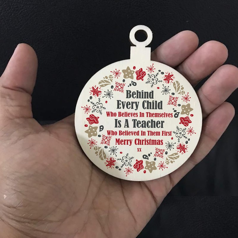 Gift For Teacher From Child Wooden Bauble THANK YOU Gift