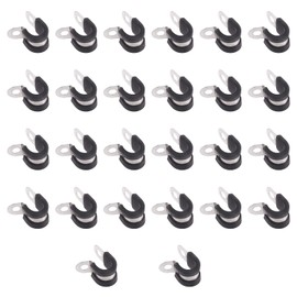 Wokape 26Pcs 3/8" 304 Stainless Steel Rubber Cushioned Cable Clamps, Hose Clamps Loop Clamps Pipe Clamps Metal Clamp Tube Holder Wire Cord Installation P Clamps Wire Clamp