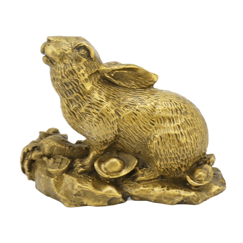 Bunny Statue Sturdy Brass Retro Look Fine Details Stable Durable