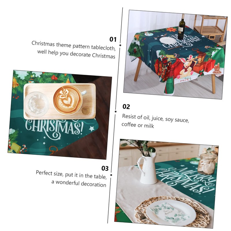 ORFOFE Vinyl PVC Table Cover Oilproof Waterproof Tablecloth for Christmas