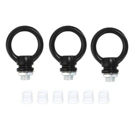 PATIKIL 15kg Max Load 25mm Inner Diameter M10 Screw Lifting Eye Nut Set of 3 Female Loop Holder Hook for Ring Lighting Fixture Pendant Lamp Chandelier Black