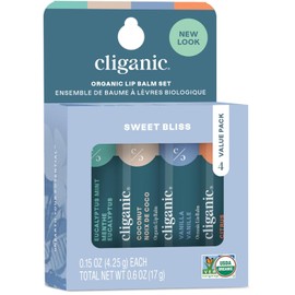 Cliganic Organic Lip Balm 4 Pack - Sweet Bliss