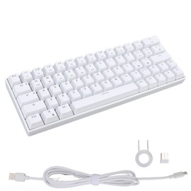 Mechanical Keyboard 64 Keys Wireless 2.4G BT3.0 5.0 Type C Wired Connection Ergonomic Design White Keyboard Red Switch