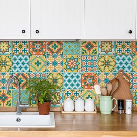 PS00189 Stickers for Tiles 10 x 10 cm Sticker Decoration for Tiles for Bathroom and Kitchen Sticker Cementina Peel and Stick Pack of 24