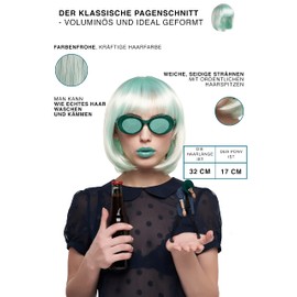 Wig for Girls and Women Short Mint Wig with Fringe Straight Hair Synthetic Hair Cuts Sides Bob (Mint Colours)