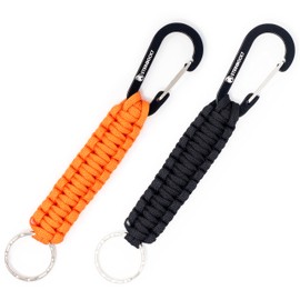 STEINBOCK7® Survival Paracord Key Fob Set of 2 Carabiner Hook + Rope Instructions for Braiding, 16 cm