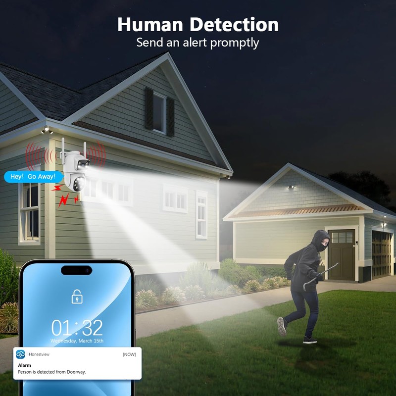 (2026 New) 4MP Dual Lens WiFi Security Camera System, 130°