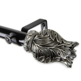 Rod Desyne 1" Verda Two Tone Curtain Rod, 48-84", Black/Satin Nickel