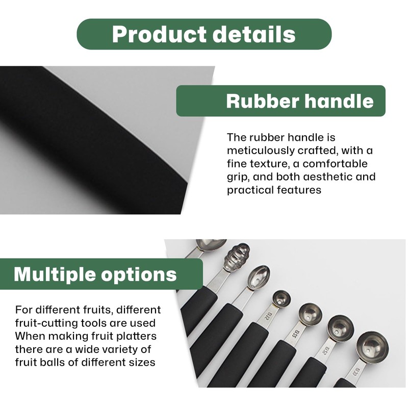 7Pcs Stainless Steel Melon Baller Scoop Set, Baller Scoop with