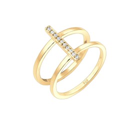Elli 0602940618 Women's Stacking Ring Crystal, Sterling Silver, Crystal