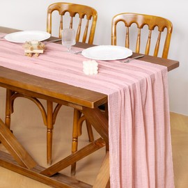 Socomi Spring Easter Cheesecloth Table Runner Blush Pink Gauze 120 Inch Rustic Boho Cheese Cloth Runner for Wedding Party Baby Bridal Shower Decoration Holiday Decorations