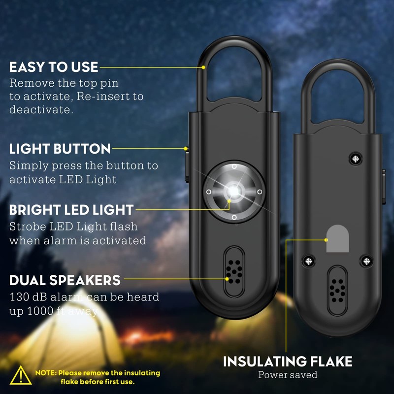Softvox Personal Safety Alarm Keychain for Women 2PCS -130 dB