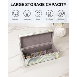 GemVouge Jewelry Organizers and Storage - Painted Glass Jewelry Box, Luxury Jewelry Storage Box for Earring, Ring, Necklace, Bracelets