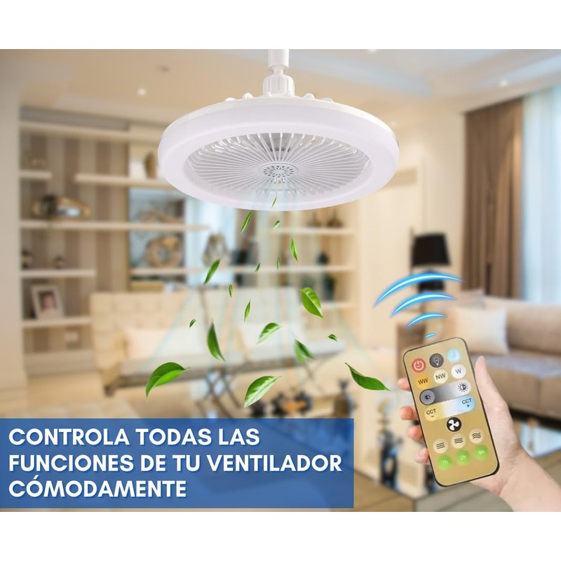 Dosyu Ventilador de Techo con Luz Led Ajustable 3 Velocidades