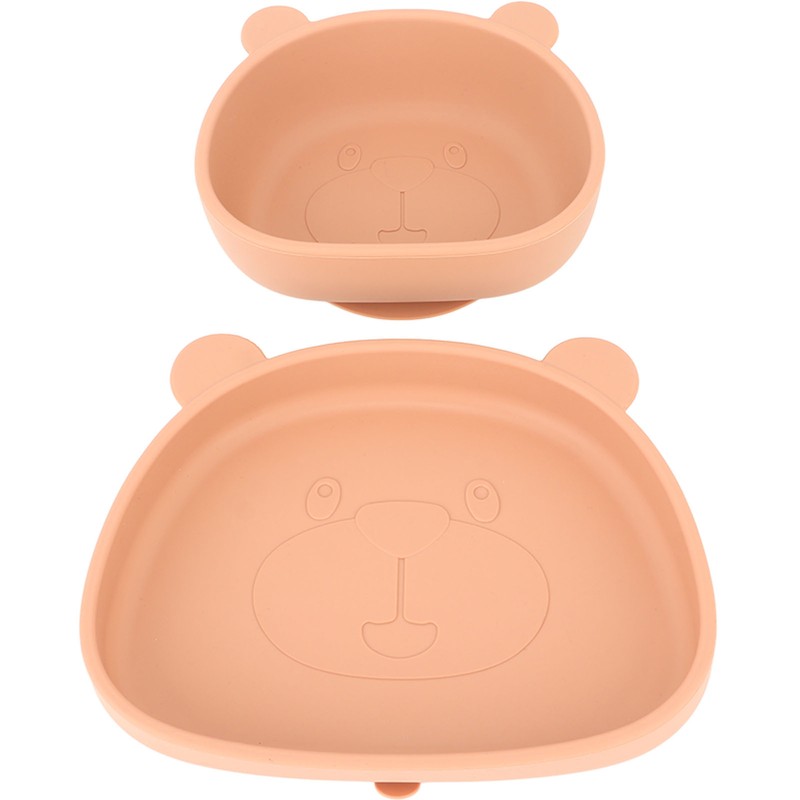 4pcs Children Plate Utensils Set Silicone Suction Bowls Set Toddler