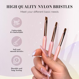 MelodySusie Nail Art Brushes Set,Nail Art Clean Up Brushes,3Pcs Brushes for Nails with Flat/Oval/Angled Gel Nail Brushes,Nail Brushes for Cleaning Nail Polish Mistake Or Gel Application