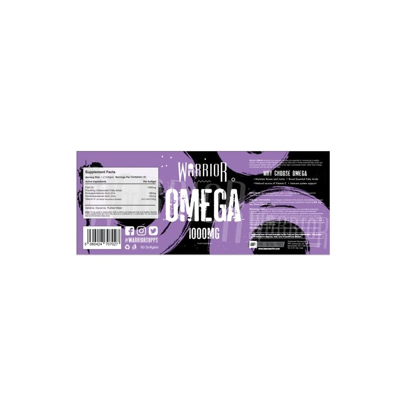 Warrior Warrior Omega Fish Oils 1000mg - 60 Softgel Capsules