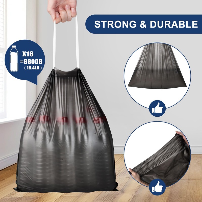 Small Trash Bags Drawstring, JUKFITA Extra Strong 4 Gallon Garbage