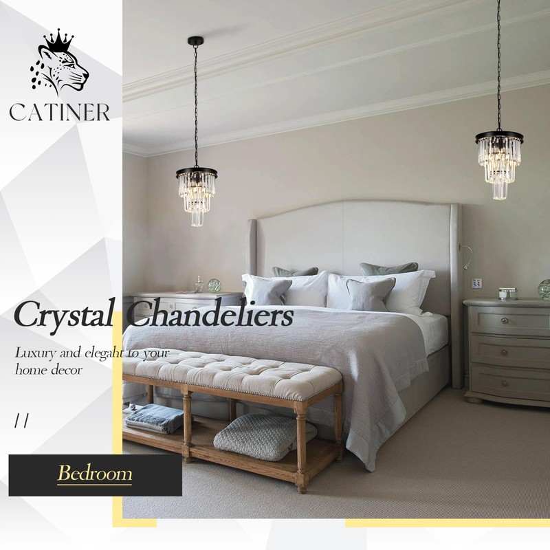 Black Crystal Pendant Light for Kitchen Island,Mini Crystal Chandeliers Modern